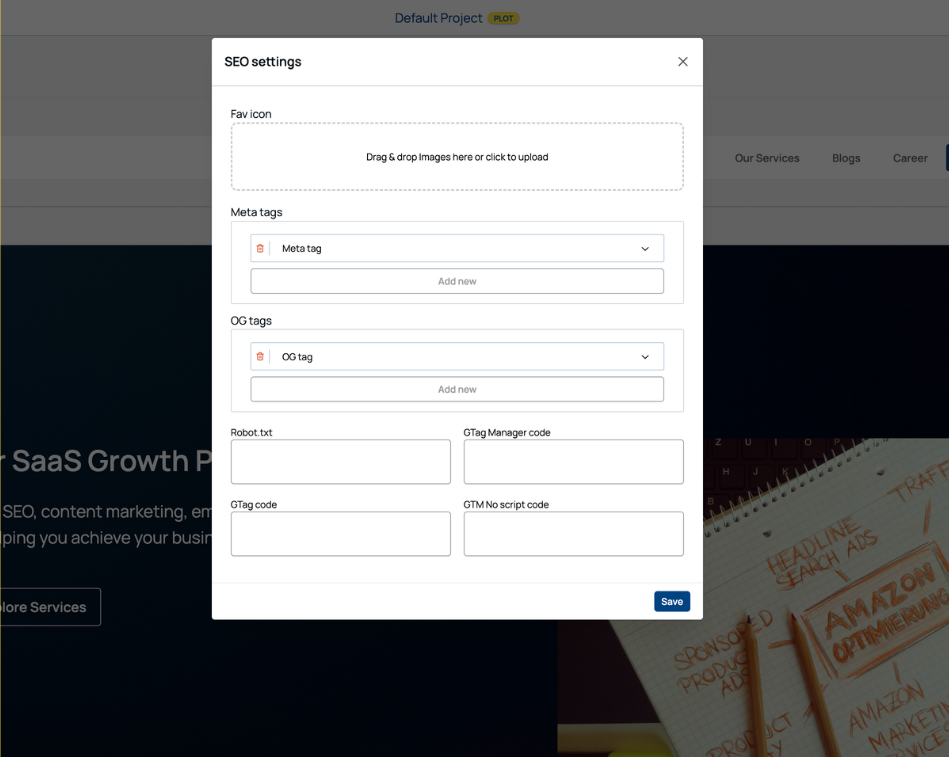 screenshot of SEO Settings