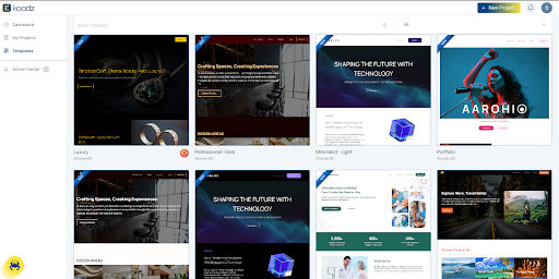 Screenshot of koadz dashboard